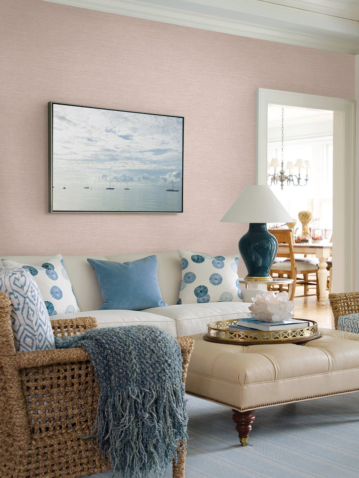 Tiverton Blush Faux Grasscloth Wallpaper by A-Street Prints Designer