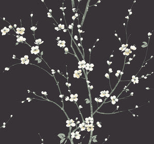 Monterey Black Floral Branch Wallpaper by A-Street Prints