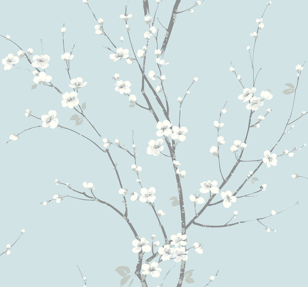 Monterey Sky Blue Floral Branch Wallpaper by A-Street Prints Newport Covers about 60.8 square feet 27-in by 27-ft long roll Unpasted 25.2 - Fabric Carolina -