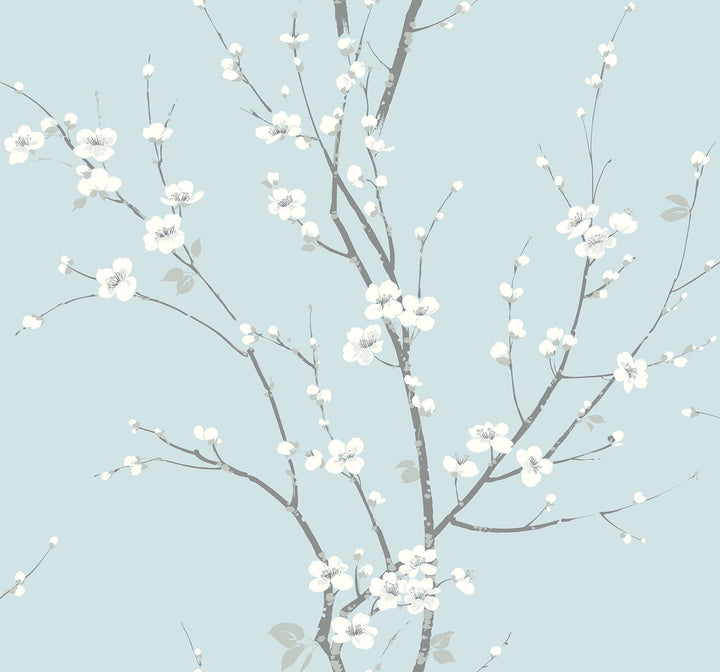 Monterey Sky Blue Floral Branch Wallpaper by A-Street Prints Newport Covers about 60.8 square feet 27-in by 27-ft long roll Unpasted 25.2 - Fabric Carolina -