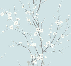 Monterey Sky Blue Floral Branch Wallpaper by A-Street Prints