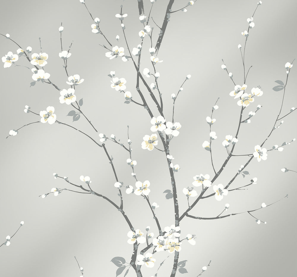 Monterey Silver Mist Floral Branch Wallpaper by A-Street Prints Newport Covers about 60.8 square feet 27-in by 27-ft long roll Unpasted 25.2 - Fabric Carolina -
