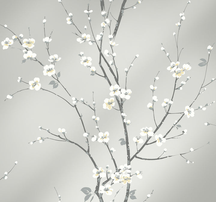Monterey Silver Mist Floral Branch Wallpaper by A-Street Prints Newport Covers about 60.8 square feet 27-in by 27-ft long roll Unpasted 25.2 - Fabric Carolina -