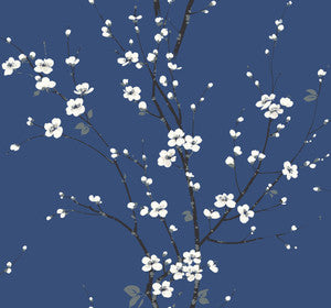 Monterey Cobalt Floral Branch Wallpaper by A-Street Prints