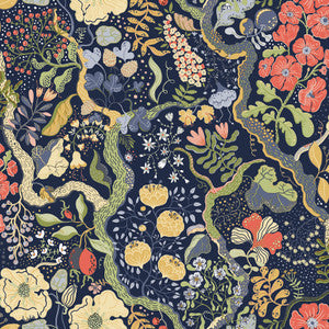 Ann Blue Floral Vines Wallpaper by A-Street Prints