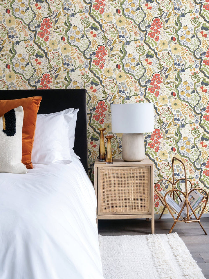 Ann Green Floral Vines Wallpaper by A-Street Prints Designer