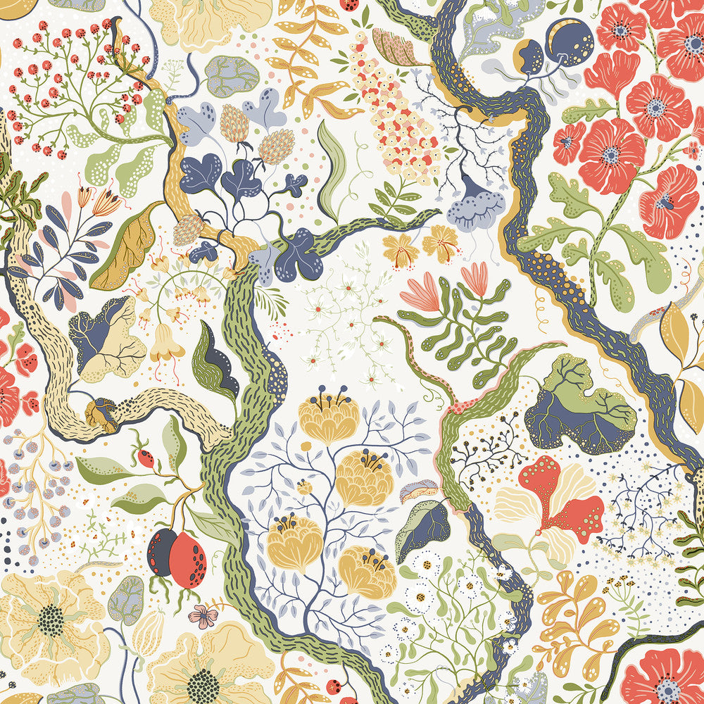 Ann Green Floral Vines Wallpaper by A-Street Prints Lina Covers about 57.5 square feet 20.9-in by 33-ft long roll Unpasted 20.9 - Fabric Carolina -