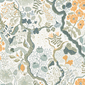 Ann Turquoise Floral Vines Wallpaper by A-Street Prints