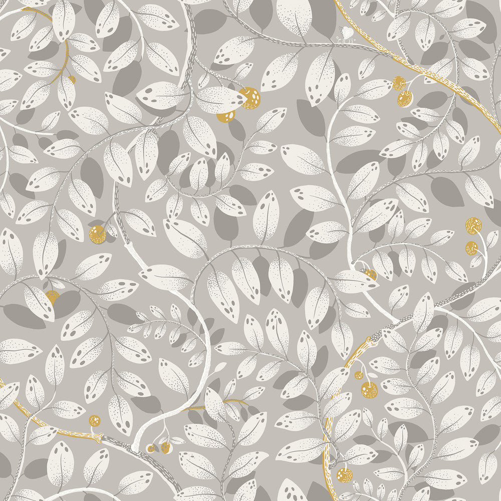Kirke Grey Leafy Vines Wallpaper by A-Street Prints Lina Covers about 57.5 square feet 20.9-in by 33-ft long roll Unpasted 20.9 - Fabric Carolina -