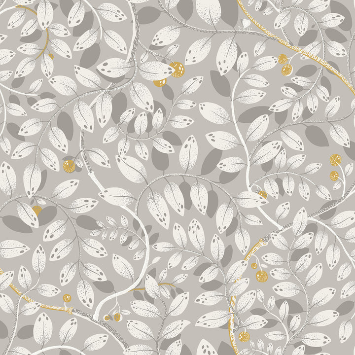 Kirke Grey Leafy Vines Wallpaper by A-Street Prints Lina Covers about 57.5 square feet 20.9-in by 33-ft long roll Unpasted 20.9 - Fabric Carolina -