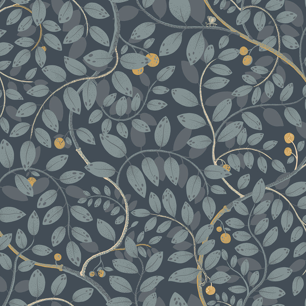 Kirke Blue Leafy Vines Wallpaper by A-Street Prints Lina Covers about 57.5 square feet 20.9-in by 33-ft long roll Unpasted 20.9 - Fabric Carolina -