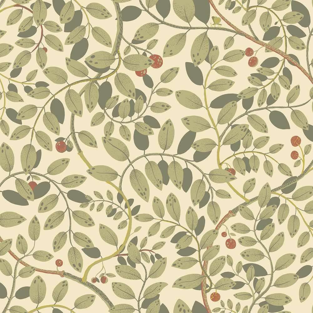 Kirke Green Leafy Vines Wallpaper by A-Street Prints Lina Covers about 57.5 square feet 20.9-in by 33-ft long roll Unpasted 20.9 - Fabric Carolina -