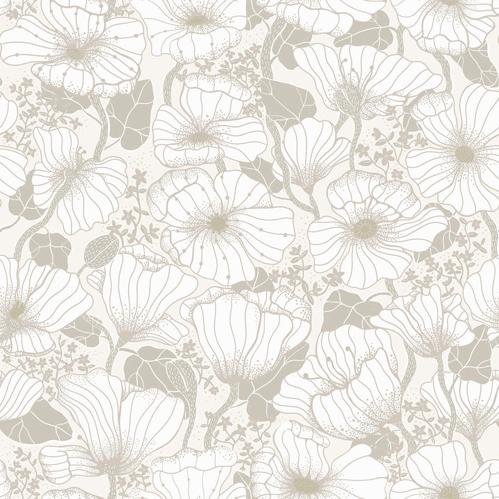 Matilda Grey Poppy Fields Wallpaper by A-Street Prints Designer