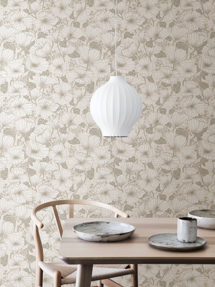 Matilda Grey Poppy Fields Wallpaper by A-Street Prints Designer