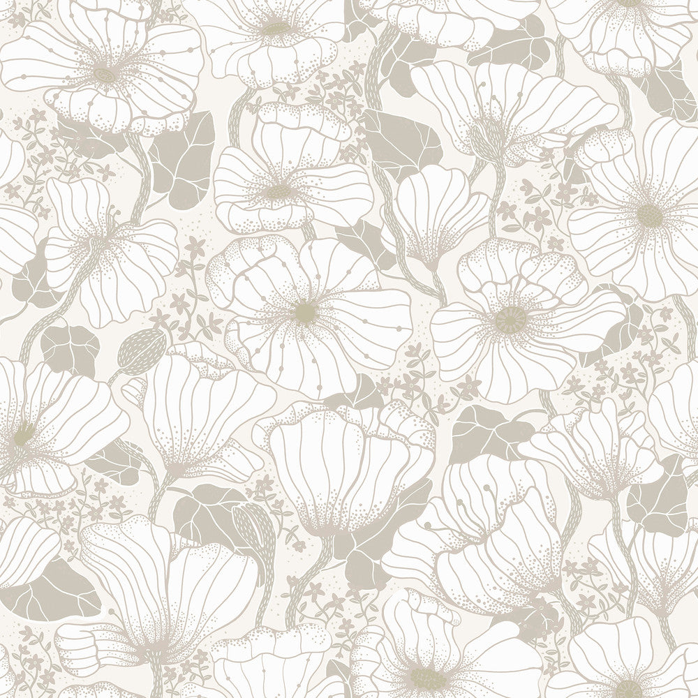 Matilda Grey Poppy Fields Wallpaper by A-Street Prints Lina Covers about 57.5 square feet 20.9-in by 33-ft long roll Unpasted 20.9 - Fabric Carolina -
