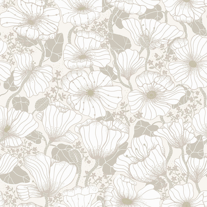 Matilda Grey Poppy Fields Wallpaper by A-Street Prints Lina Covers about 57.5 square feet 20.9-in by 33-ft long roll Unpasted 20.9 - Fabric Carolina -