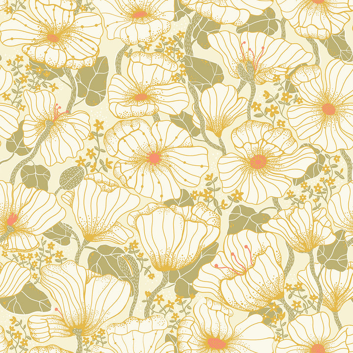 Matilda Green Poppy Fields Wallpaper by A-Street Prints Lina Covers about 57.5 square feet 20.9-in by 33-ft long roll Unpasted 20.9 - Fabric Carolina -