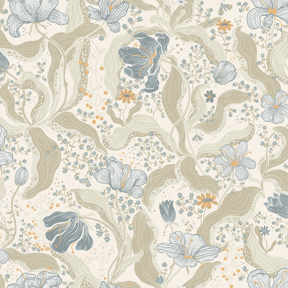 Bodri Light Blue Tulip Garden Wallpaper by A-Street Prints Lina Covers about 57.5 square feet 20.9-in by 33-ft long roll Unpasted 20.9 - Fabric Carolina -