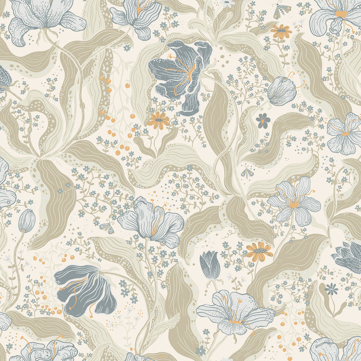 Bodri Light Blue Tulip Garden Wallpaper by A-Street Prints Lina Covers about 57.5 square feet 20.9-in by 33-ft long roll Unpasted 20.9 - Fabric Carolina -