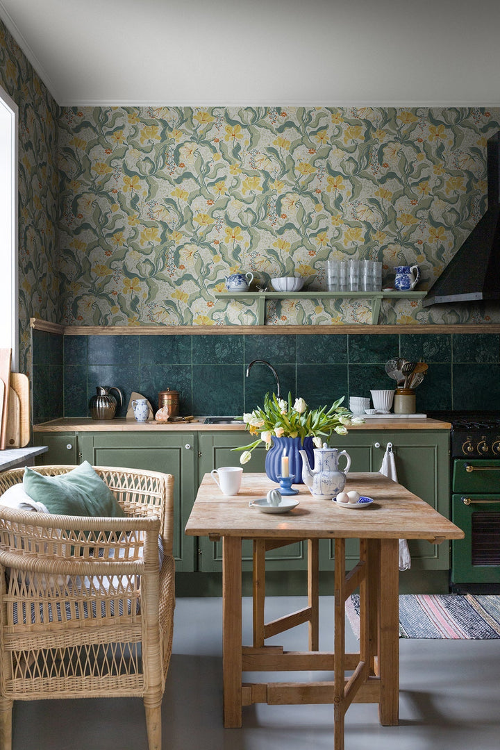 Bodri Yellow Tulip Garden Wallpaper by A-Street Prints Designer