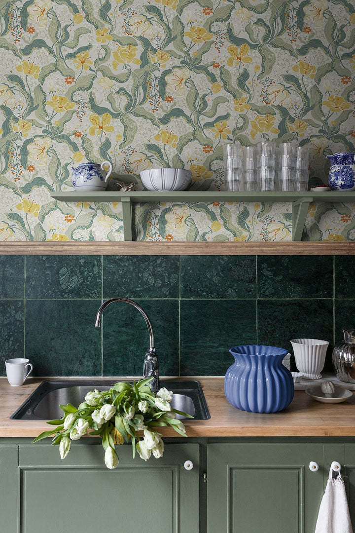 Bodri Yellow Tulip Garden Wallpaper by A-Street Prints Designer