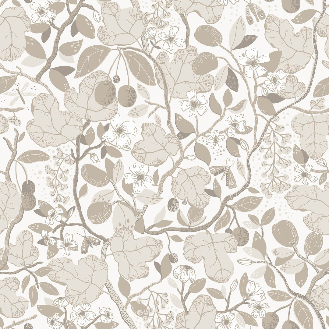 Ewald Beige Garden Vines Wallpaper by A-Street Prints Designer