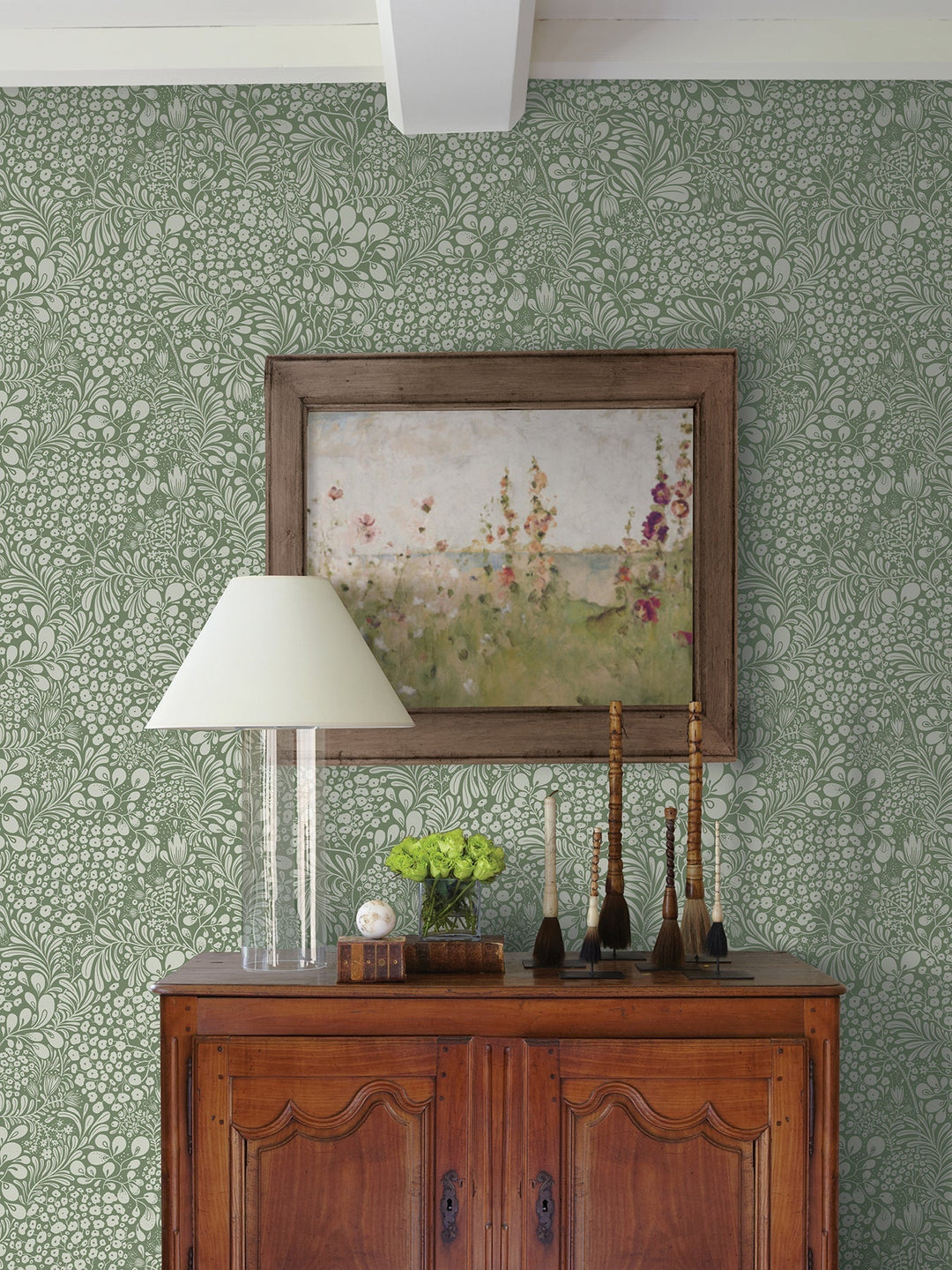 Siv Dark Green Botanical Wallpaper by A-Street Prints Designer