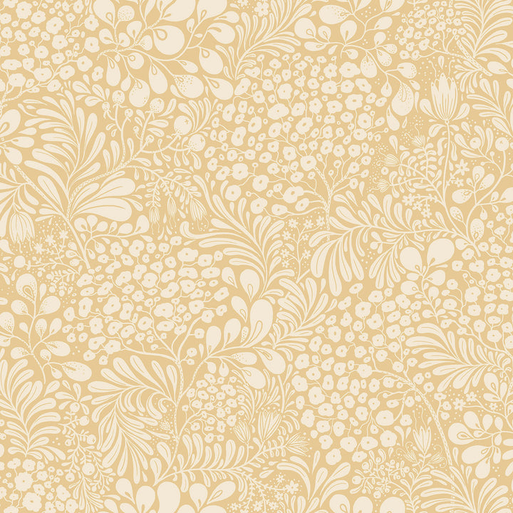 Siv Butter Botanical Wallpaper by A-Street Prints Lina Covers about 57.5 square feet 20.9-in by 33-ft long roll Unpasted 20.9 - Fabric Carolina -