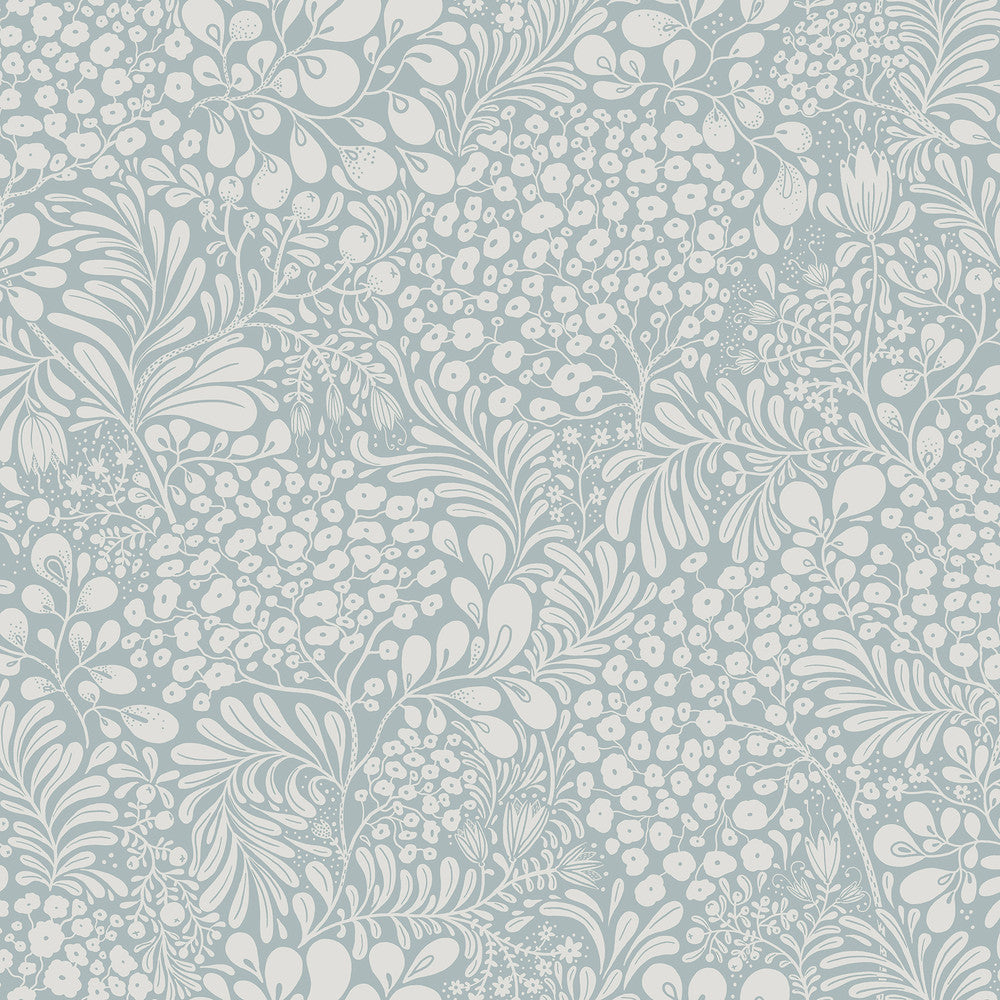 Siv Light Blue Botanical Wallpaper by A-Street Prints Lina Covers about 57.5 square feet 20.9-in by 33-ft long roll Unpasted 20.9 - Fabric Carolina -