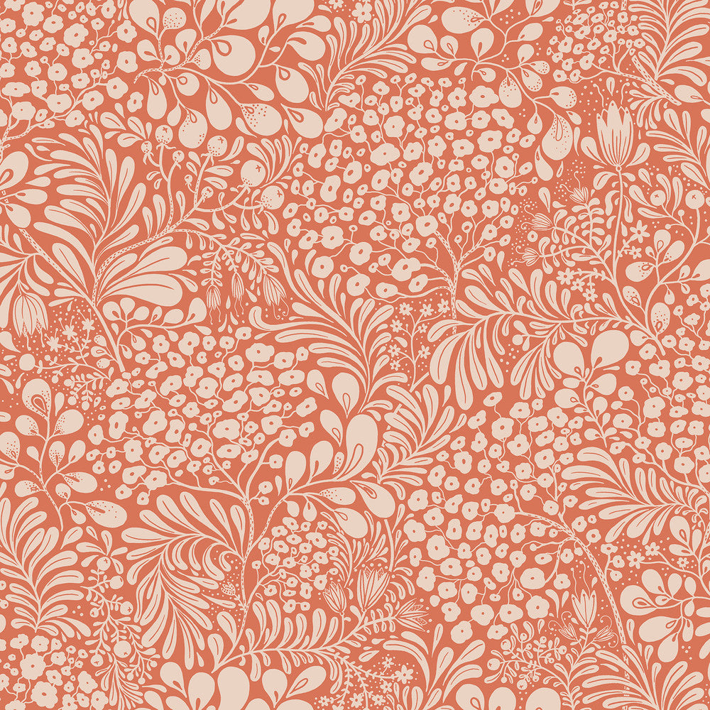 Siv Red Botanical Wallpaper by A-Street Prints Lina Covers about 57.5 square feet 20.9-in by 33-ft long roll Unpasted 20.9 - Fabric Carolina -