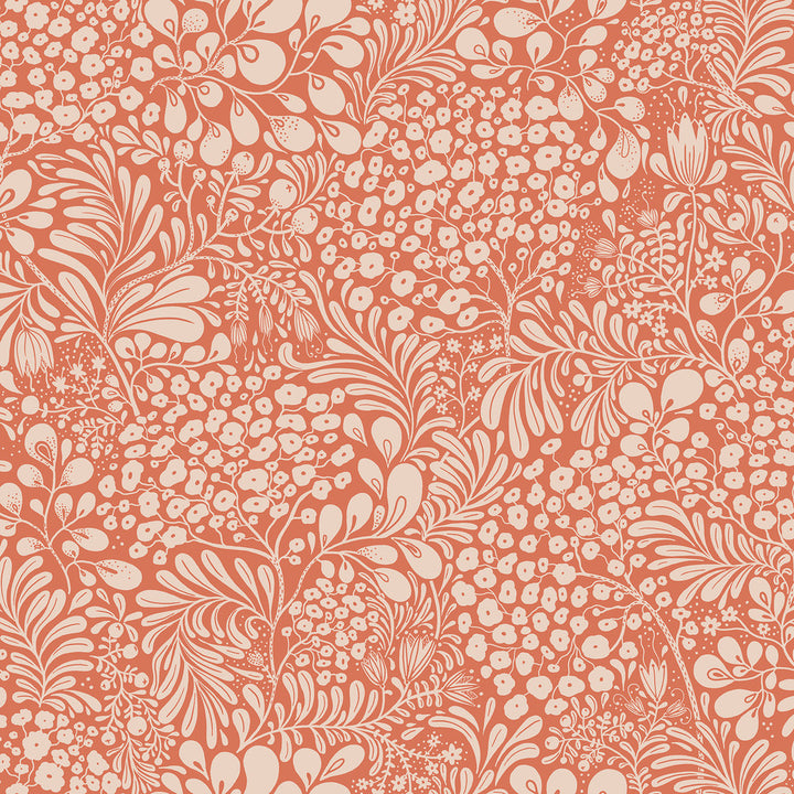 Siv Red Botanical Wallpaper by A-Street Prints Lina Covers about 57.5 square feet 20.9-in by 33-ft long roll Unpasted 20.9 - Fabric Carolina -