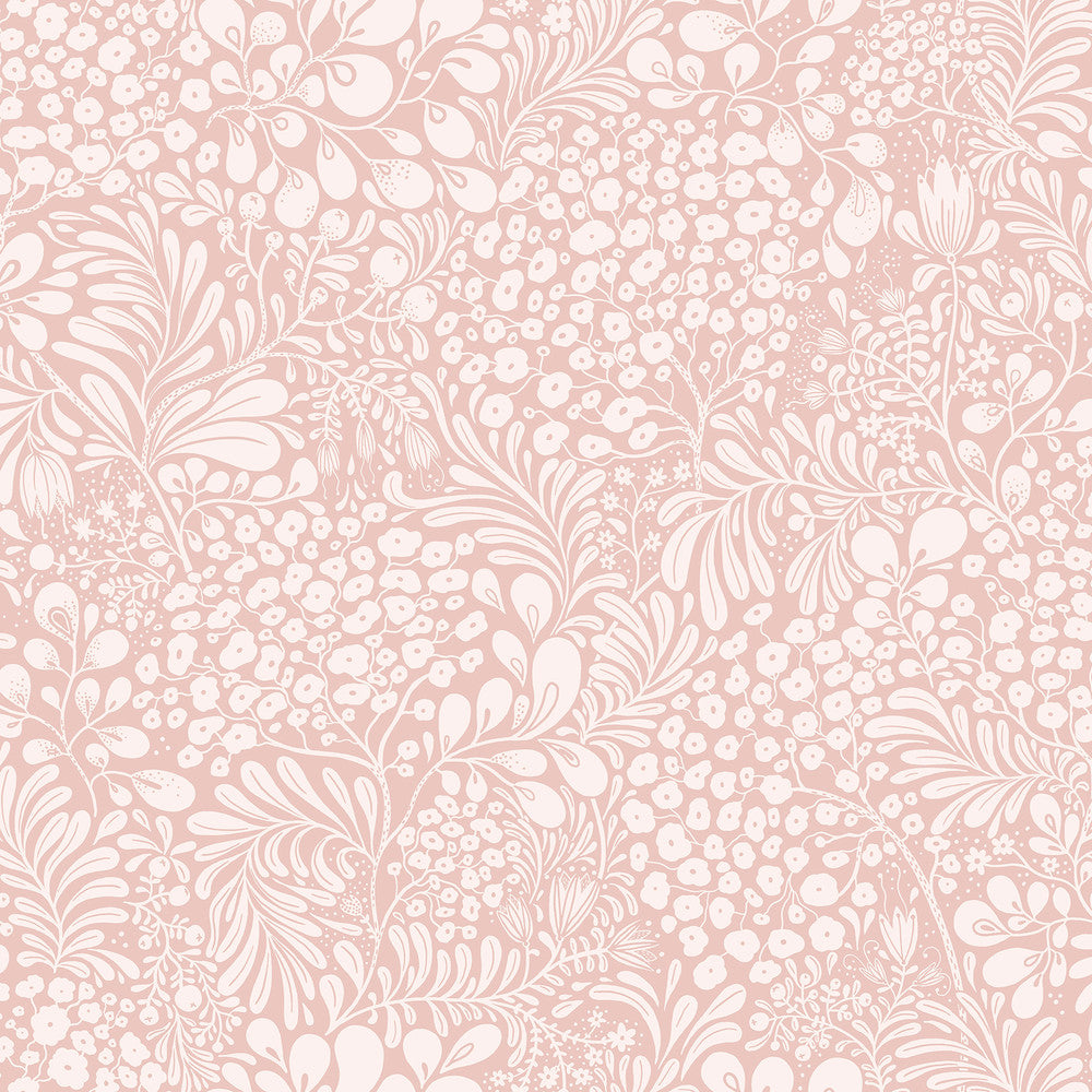 Siv Pink Botanical Wallpaper by A-Street Prints Lina Covers about 57.5 square feet 20.9-in by 33-ft long roll Unpasted 20.9 - Fabric Carolina -