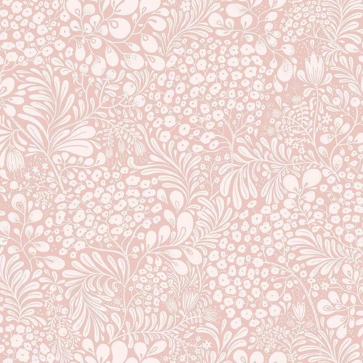 Siv Pink Botanical Wallpaper by A-Street Prints Lina Covers about 57.5 square feet 20.9-in by 33-ft long roll Unpasted 20.9 - Fabric Carolina -