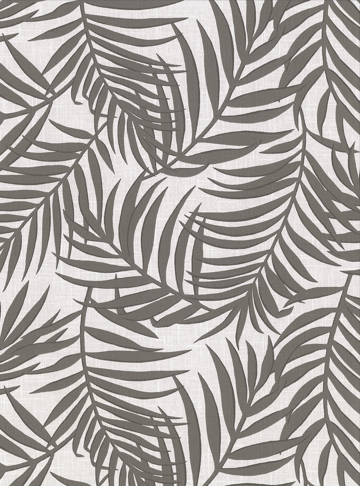 Lanai Grey Fronds Wallpaper by Warner Warner Textures X Covers about 60.8 square feet 27-in by 27-ft long roll Unpasted 18 - Fabric Carolina -