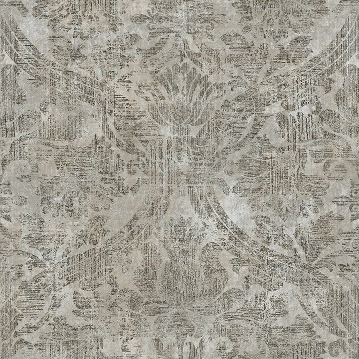 Abigail Grey Damask Wallpaper by Warner Warner Textures X Covers about 60.8 square feet 27-in by 27-ft long roll Unpasted 24 - Fabric Carolina -