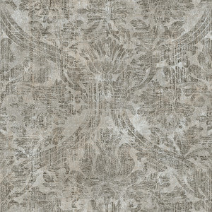 Abigail Grey Damask Wallpaper by Warner