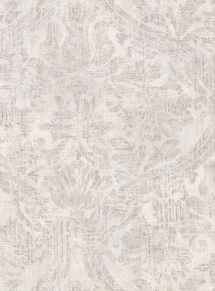 Abigail Cream Damask Wallpaper by Warner Warner Textures X Covers about 60.8 square feet 27-in by 27-ft long roll Unpasted 24 - Fabric Carolina -