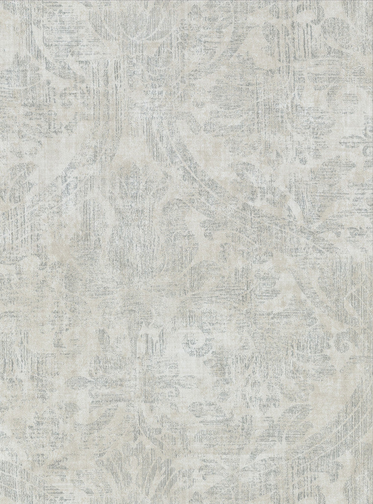Abigail Light Grey Damask Wallpaper by Warner Warner Textures X Covers about 60.8 square feet 27-in by 27-ft long roll Unpasted 24 - Fabric Carolina -