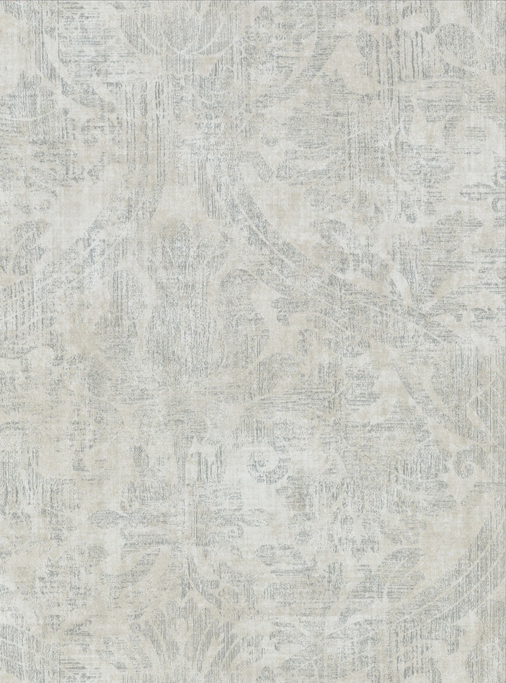Abigail Light Grey Damask Wallpaper by Warner Warner Textures X Covers about 60.8 square feet 27-in by 27-ft long roll Unpasted 24 - Fabric Carolina -