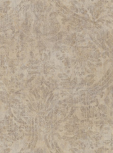 Abigail Khaki Damask Wallpaper by Warner