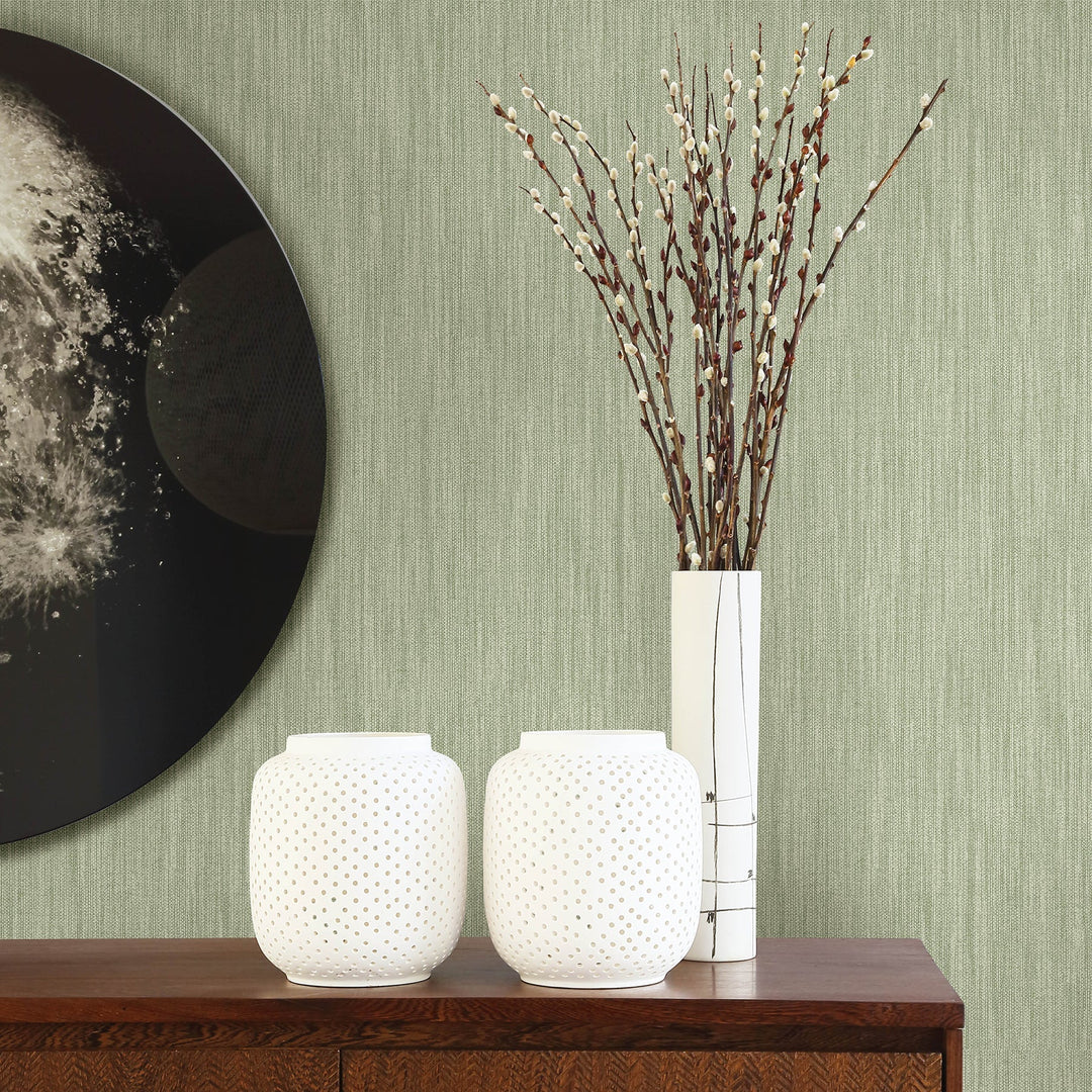 Chiniile Sage Linen Texture Wallpaper by A-Street Prints Designer