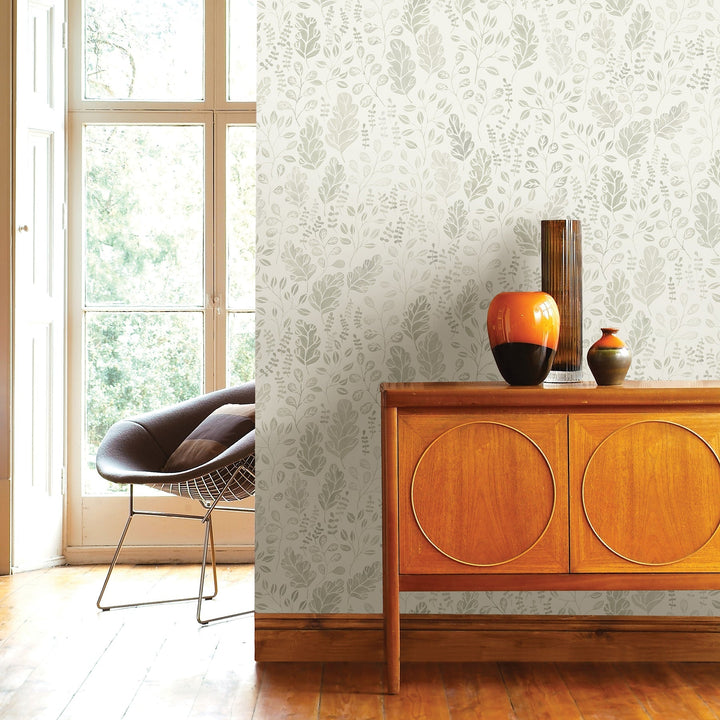 Isha Beige Leaf Wallpaper by A-Street Prints Designer