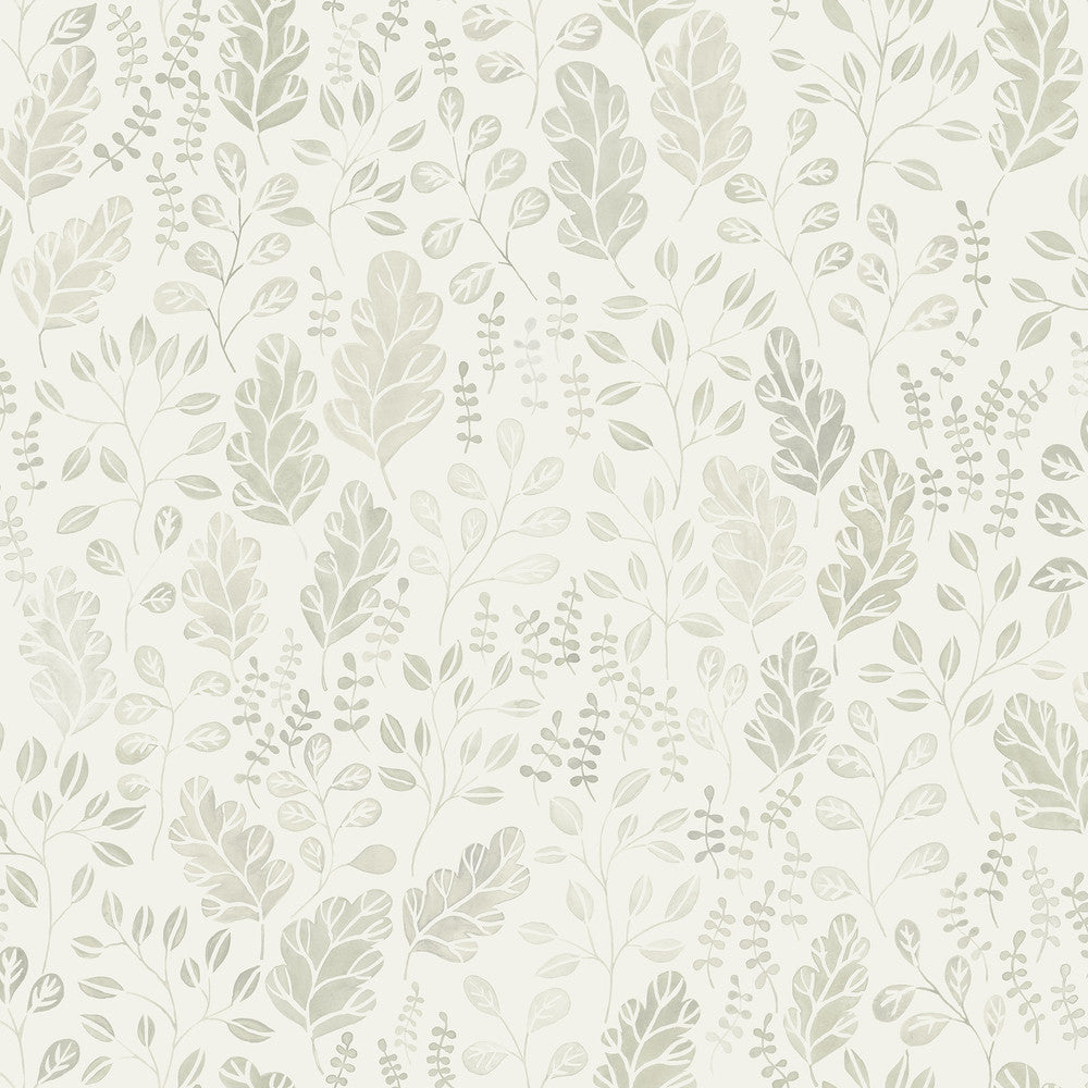 Isha Beige Leaf Wallpaper by A-Street Prints Spring Covers about 56.4 square feet 20.5-in by 33-ft long roll Unpasted 20.9 - Fabric Carolina -