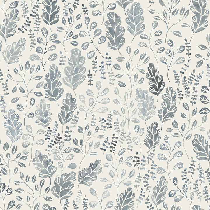 Isha Blue Leaf Wallpaper by A-Street Prints Spring Covers about 56.4 square feet 20.5-in by 33-ft long roll Unpasted 20.9 - Fabric Carolina -