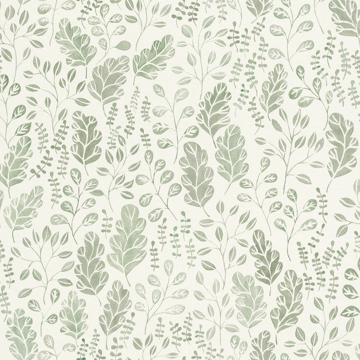 Isha Green Leaf Wallpaper by A-Street Prints Spring Covers about 56.4 square feet 20.5-in by 33-ft long roll Unpasted 20.9 - Fabric Carolina -