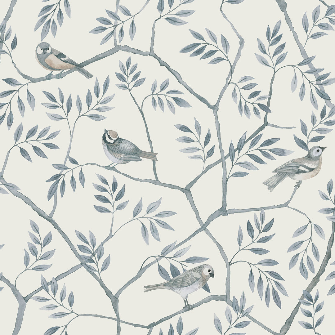 Crossbill Light Blue Branches Wallpaper by A-Street Prints Designer