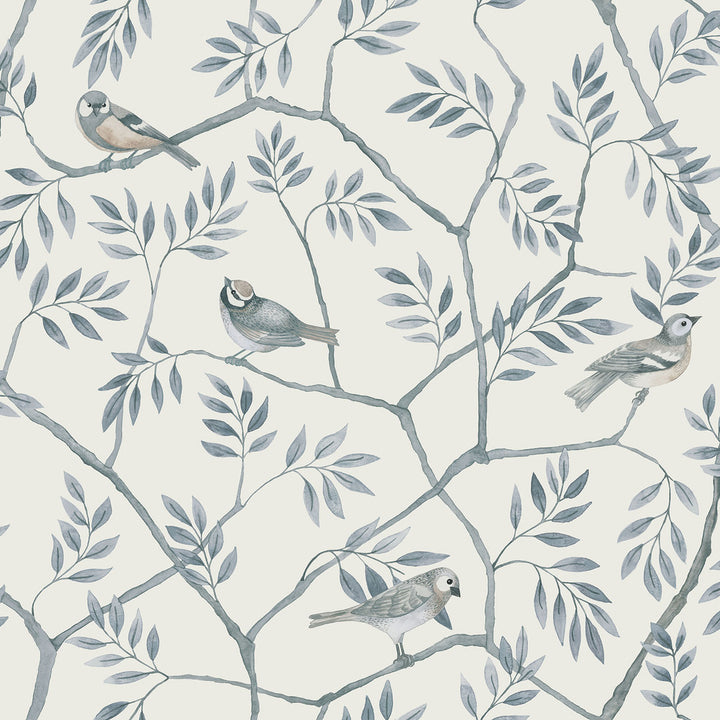 Crossbill Light Blue Branches Wallpaper by A-Street Prints Spring Covers about 56.4 square feet 20.5-in by 33-ft long roll Unpasted 20.9 - Fabric Carolina -