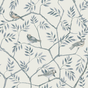 Crossbill Light Blue Branches Wallpaper by A-Street Prints