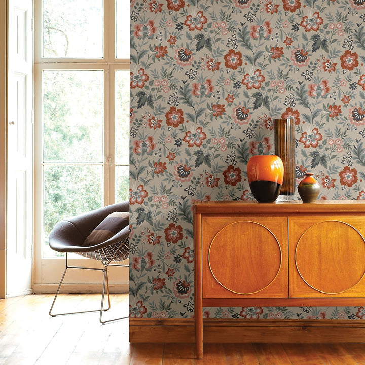 Athena Beige Floral Wallpaper by A-Street Prints Designer