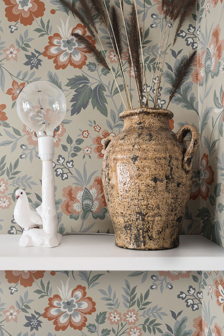 Athena Beige Floral Wallpaper by A-Street Prints Designer